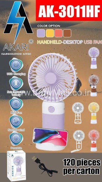 Akari Handheld desktop usb fan || Rechargeable || Portable || AK- 3011HF